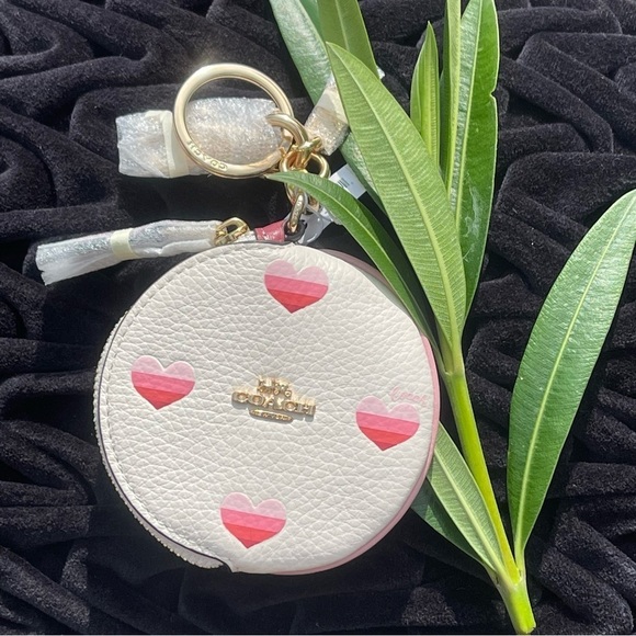 Coach Accessories - NWT COACH Leather Heart Print Circular Coin Pouch